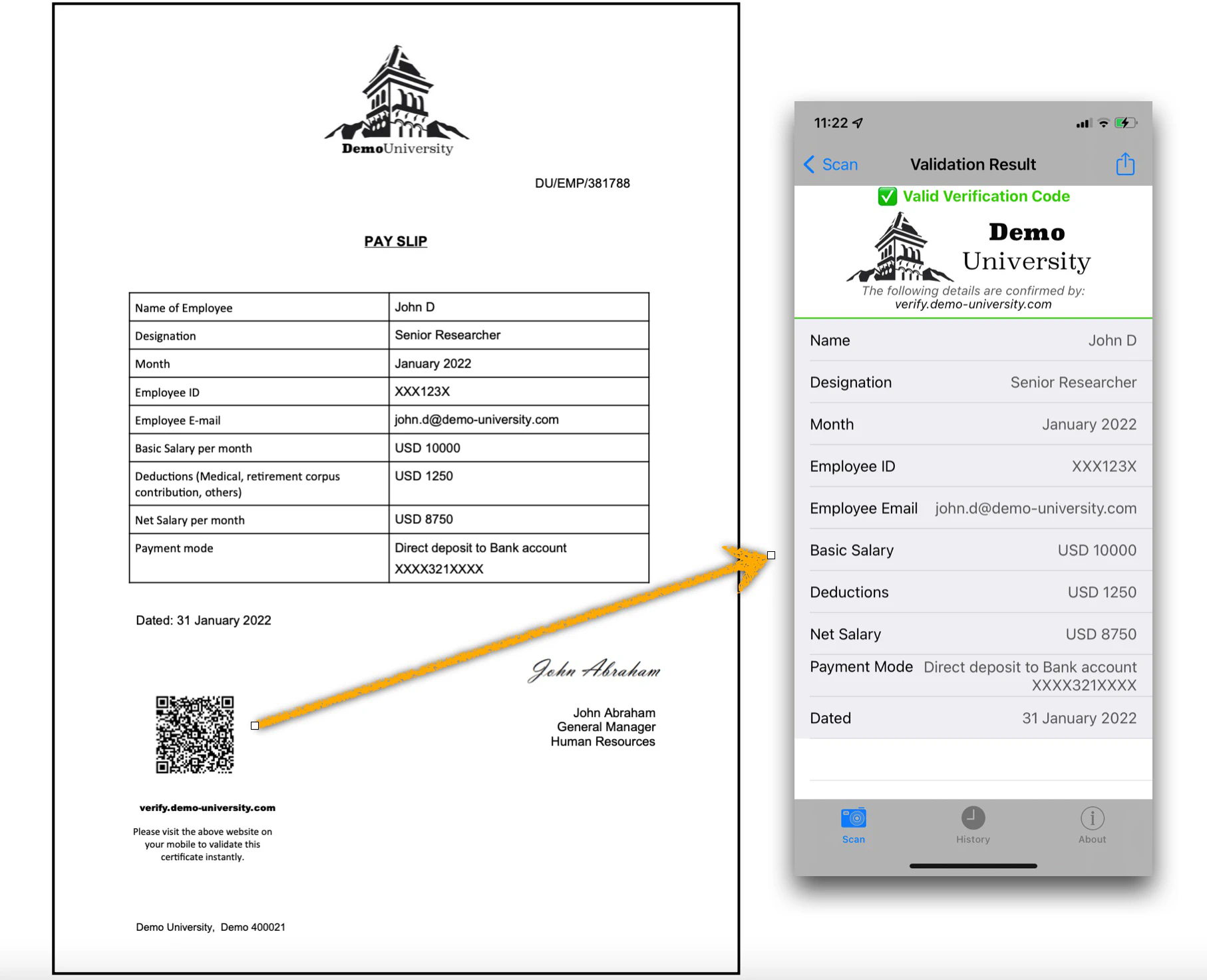 QR code payslip