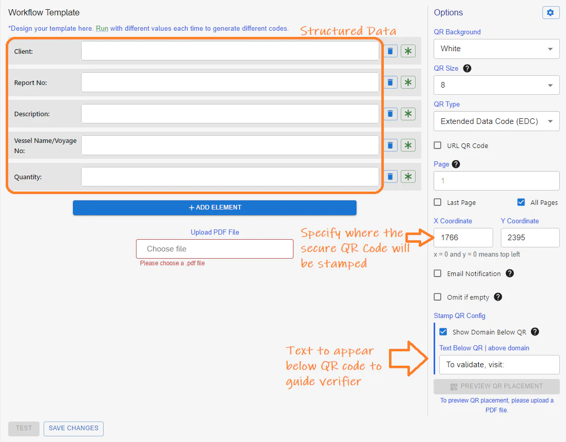 pdf stamped with qryptal qr code
