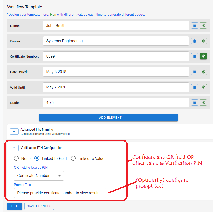 Strutural Pin Validation Using Standard Feature Update: Support for Verification PIN (V-PIN) in QR Code Validation