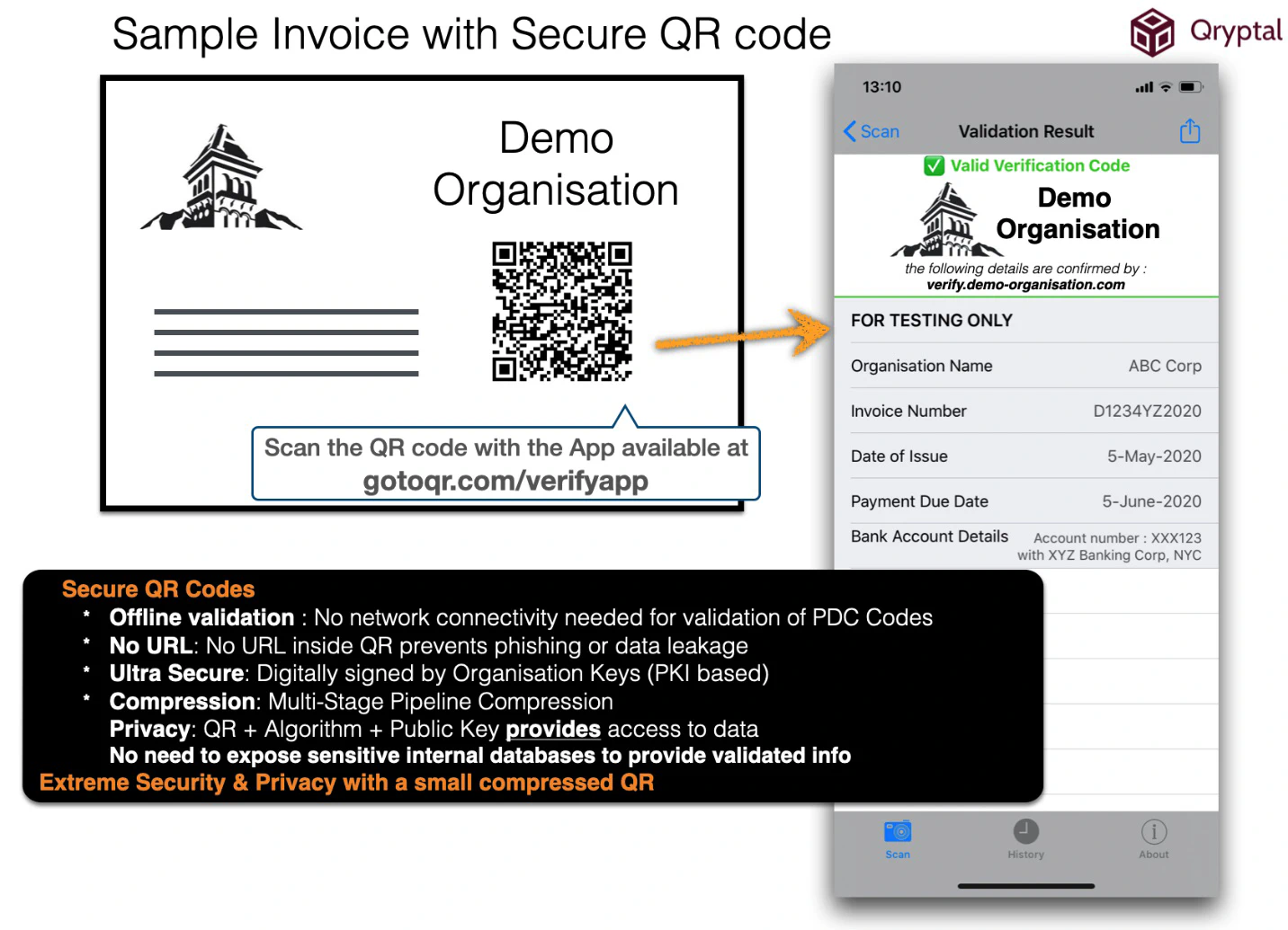 Secure QR based invoice