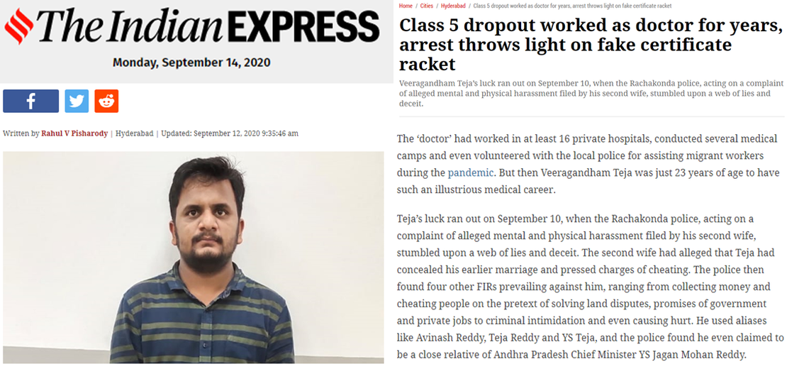 Class 5 dropout worked as doctor uncaught at 16 hospitals.