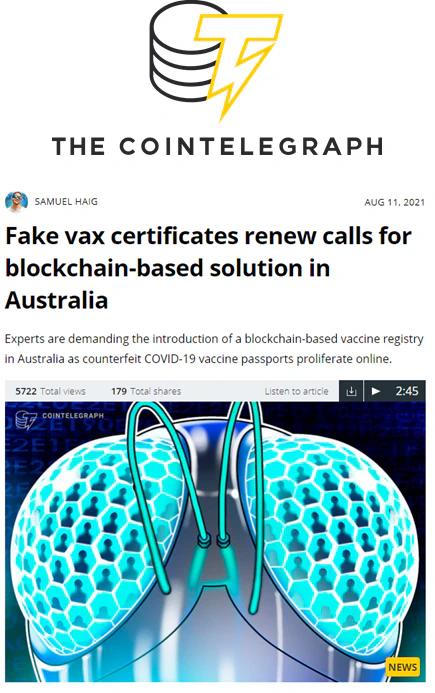 Australia's Fake Vax Certificates, Blockchain and QR Codes