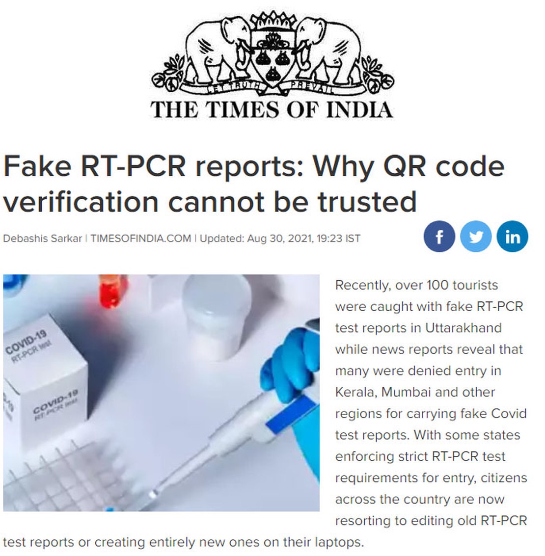 India's Tryst with Fake RT-PCR reports and Why regular QR doesn’t help