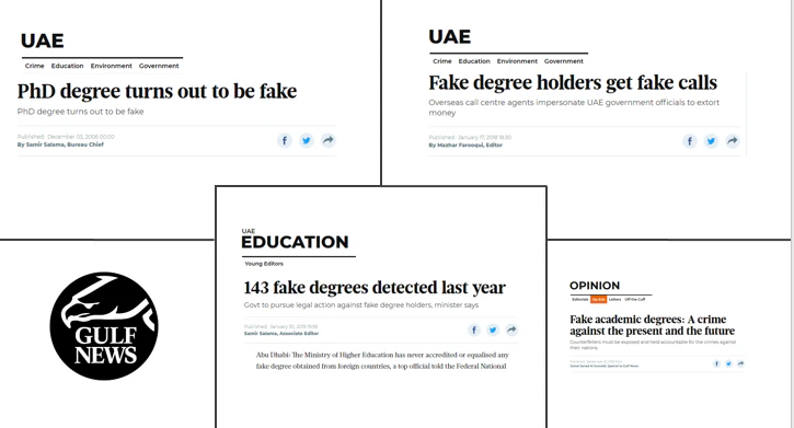 Gulf Fake Degrees news articles