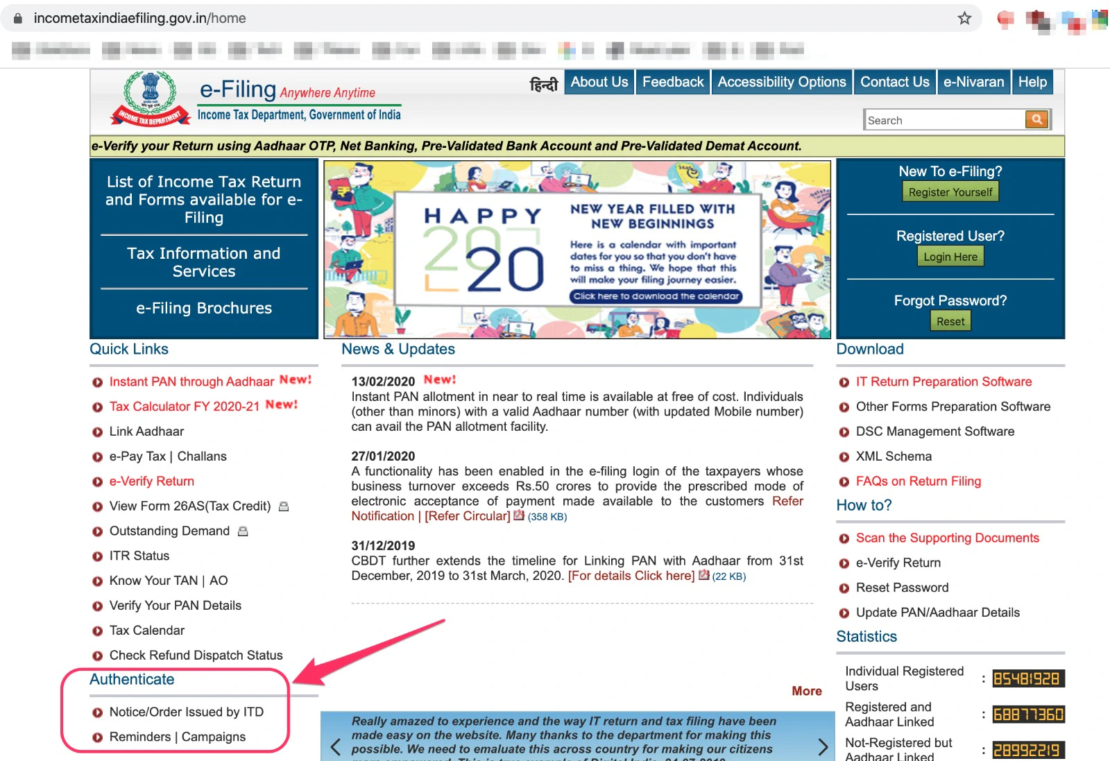 Income tax website