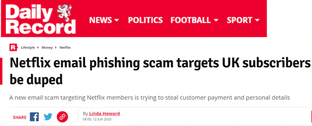 news article on netflix phishing scam