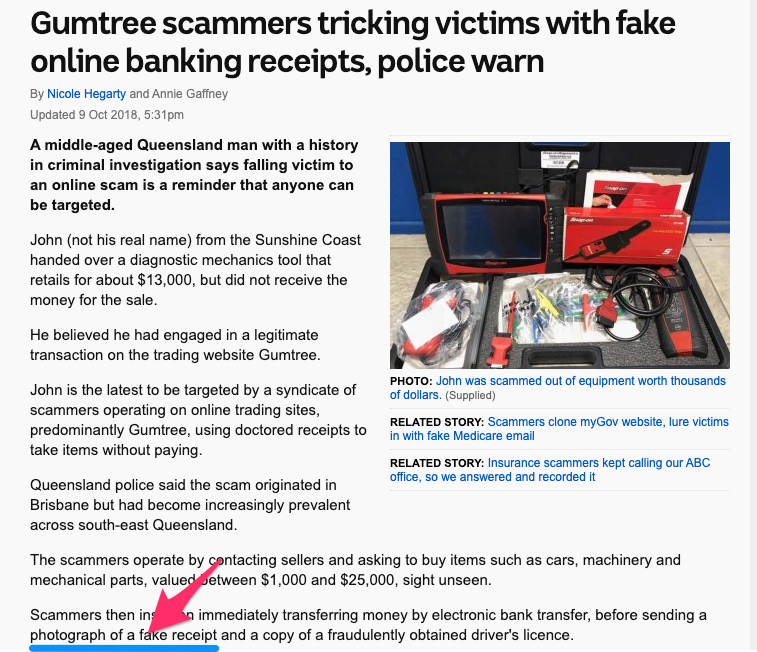 article about fake receipt image in australia