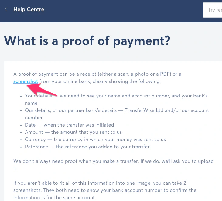 genuine use of screenshot as payment proof