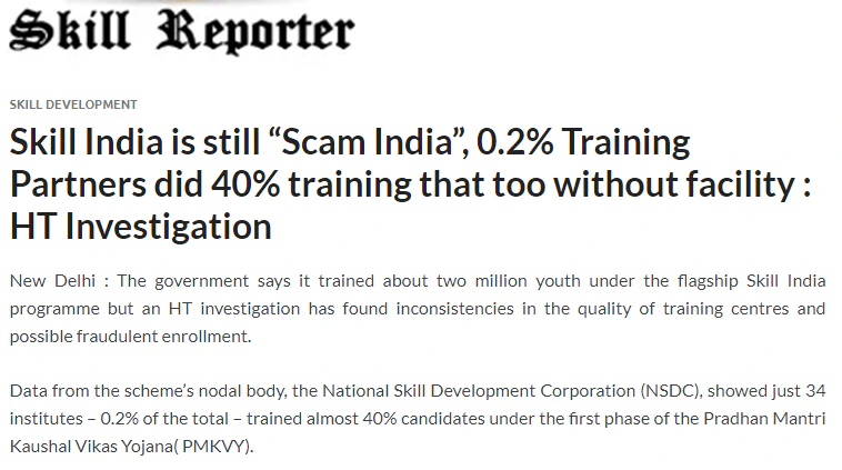 Skill certficate news story