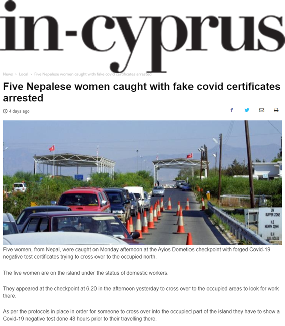 News Cyprus Covid 19 Fake Certificates