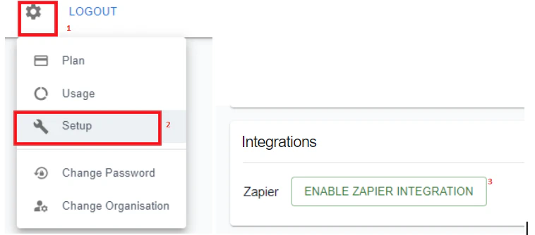 Qryptal setup page - Zapier integration
